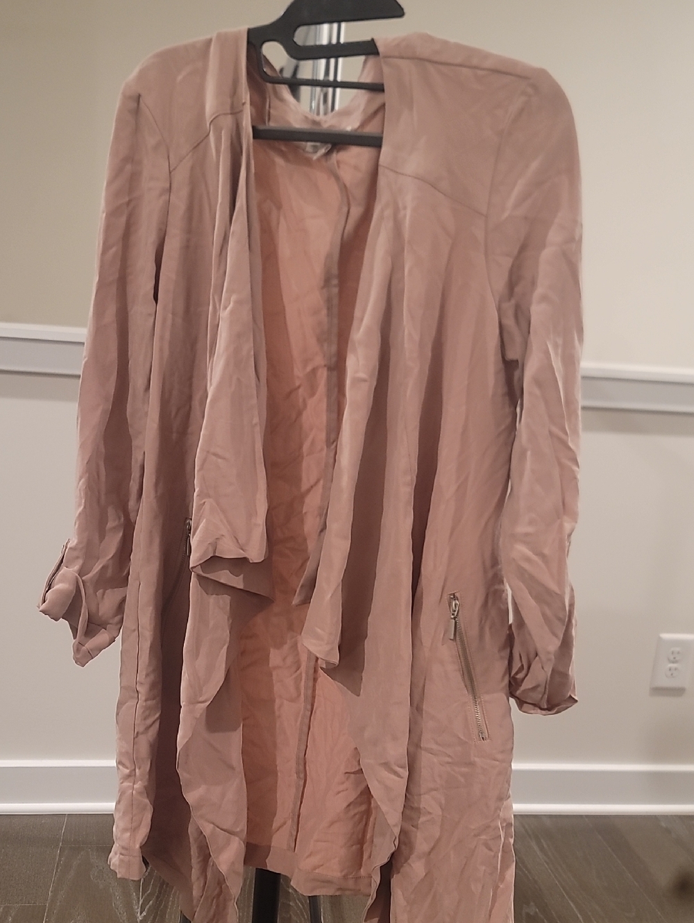 Women's Dusty Pink Draped Trench Coat